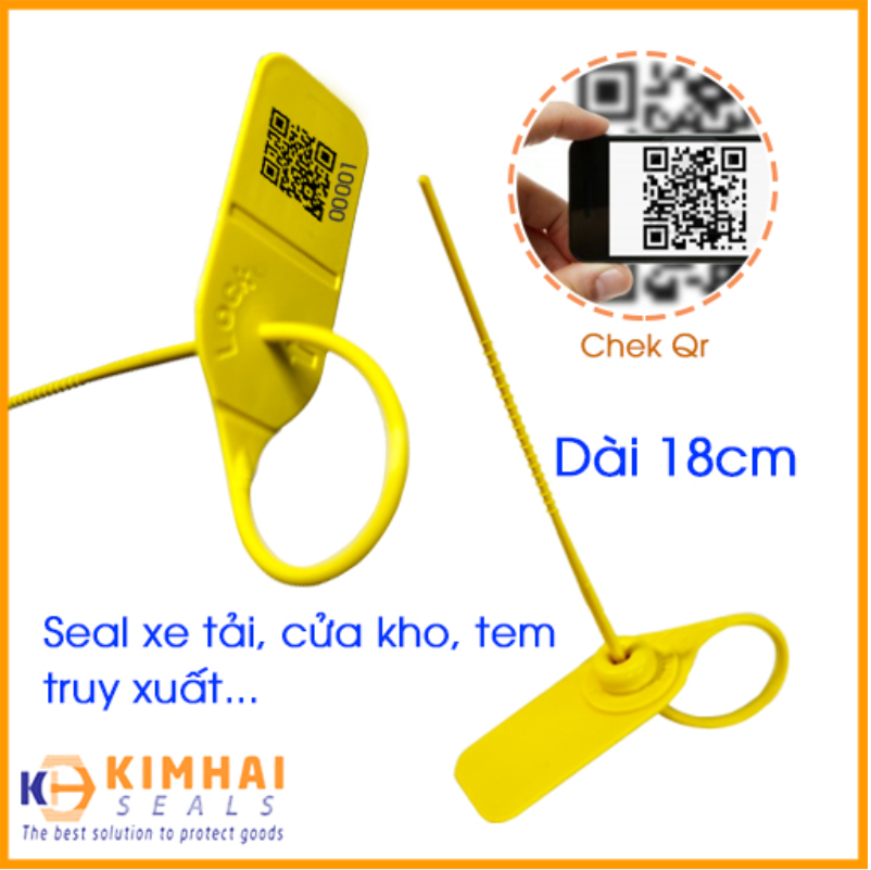 Seal vàng khoá hãm thép 18cm được quản lý bằng mã QR
