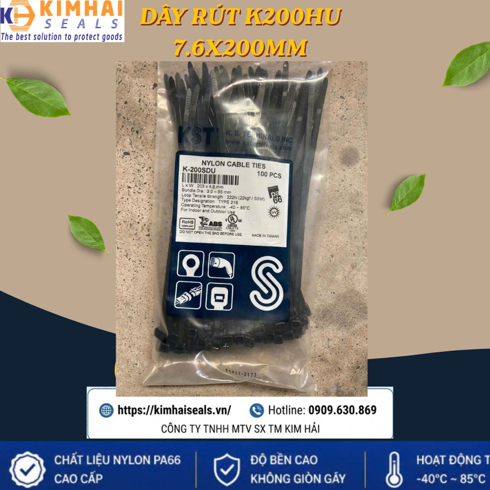 Dây rút K200HU 7.6x200mm: Giải pháp cố định dây cáp bền chắc cho mọi công trình