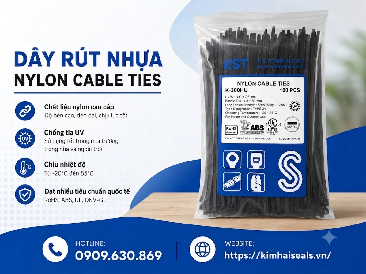 Dây rút K-300HU – Dây rút nylon 7.6x300 chất lượng cao, bền bỉ