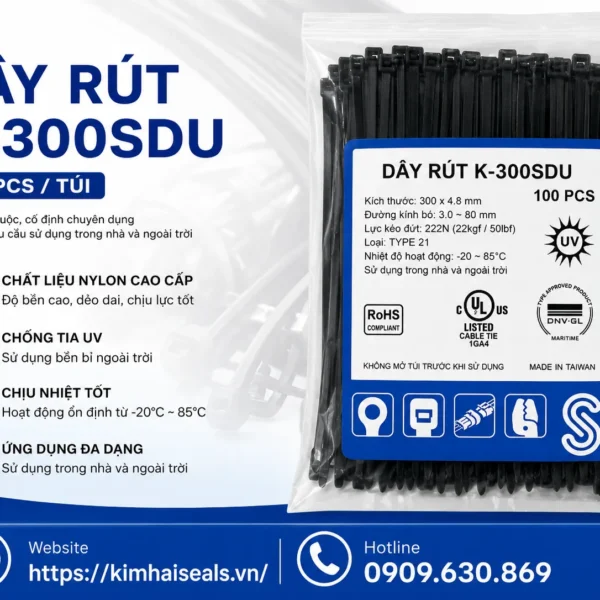 Dây rút K-300SDU 4.8x300mm – Giải pháp buộc, cố định chuyên dụng