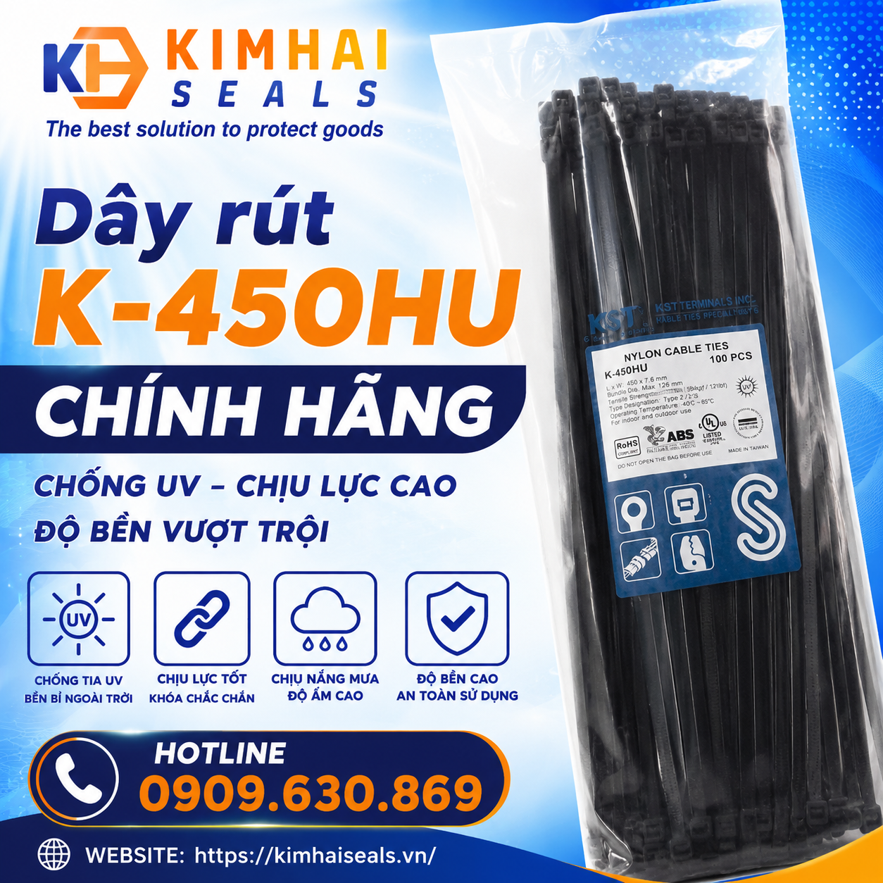 Dây rút K-450HU chính hãng – Chống UV, chịu lực cao, độ bền vượt trội